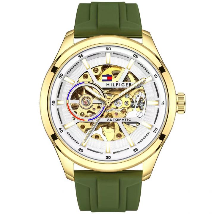 Tom.my Hilfige_r Automatic Silicon Green-Gold-White