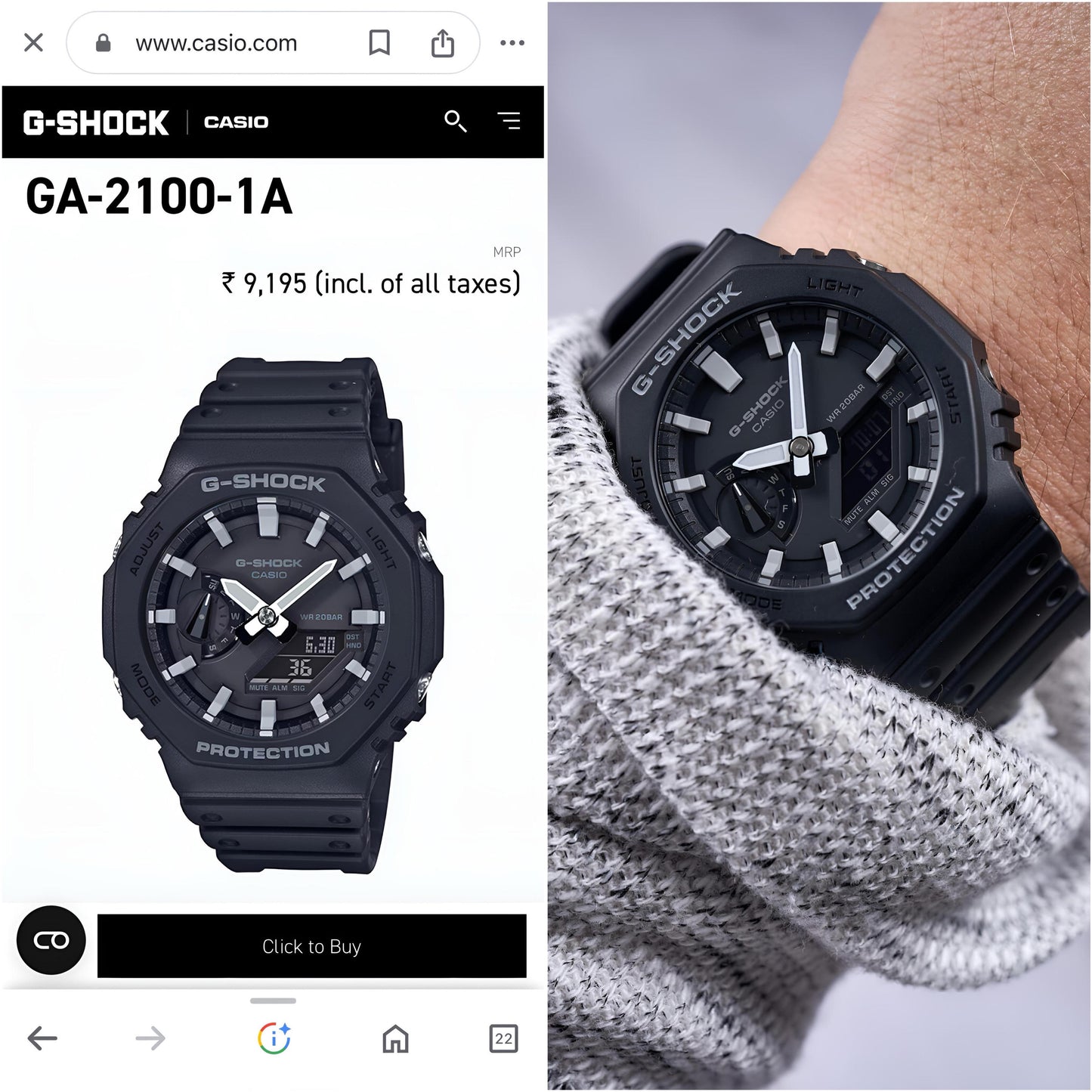 NEW G SHOCK GA2100 BLACK WHITE