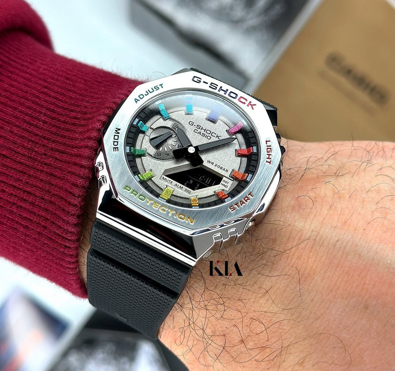 NEW G SHOCK GA 2100 STEEL & RAINBOW FACE WITH ALL FEATURES WORKING