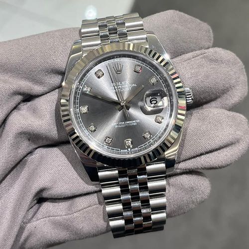 ROL.EX DATEJUST 41mm DIAMONDS OYSTERSTEEL AND WHITE