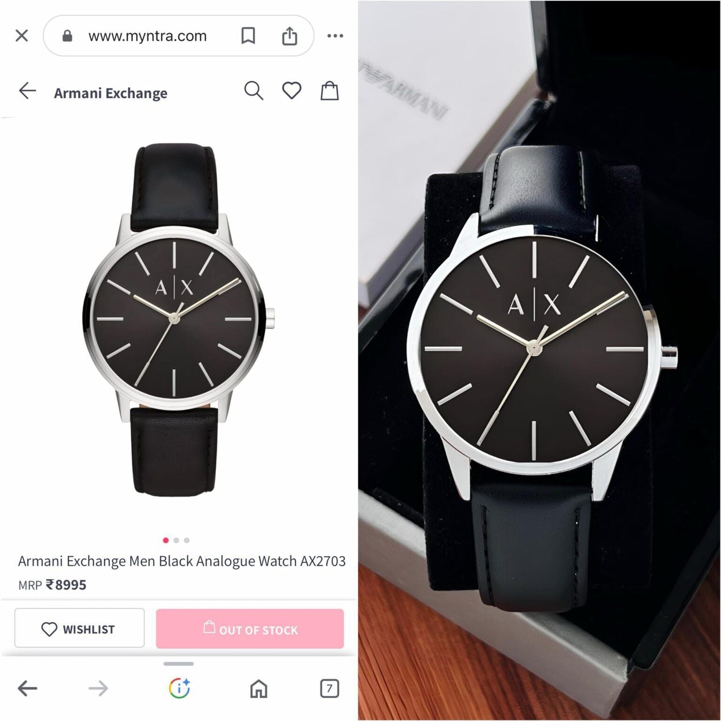 AR.MANI EXCHANGE MEN BLACK AX2703