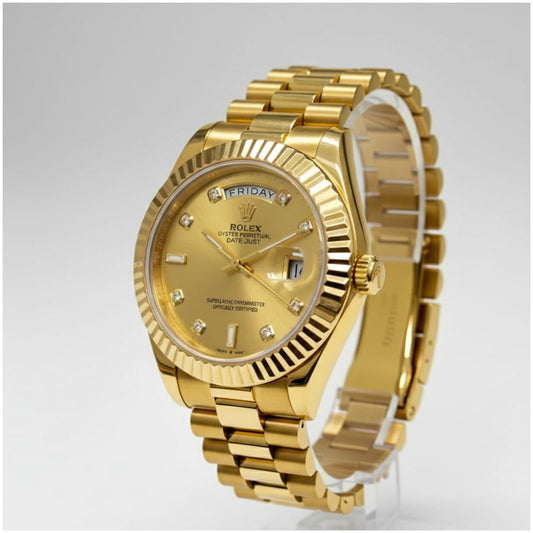Rol.ex Oyster Perpetual Day Date Diamond 40 Battery Working Like Automatic