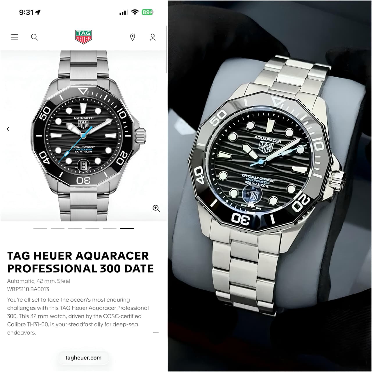 NewTag Heuer Aquaracer professional 300m Date Automatic Japan