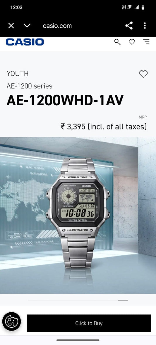 NEW CASIO ILLUMINATOR AE-1200 series ALL STEEL