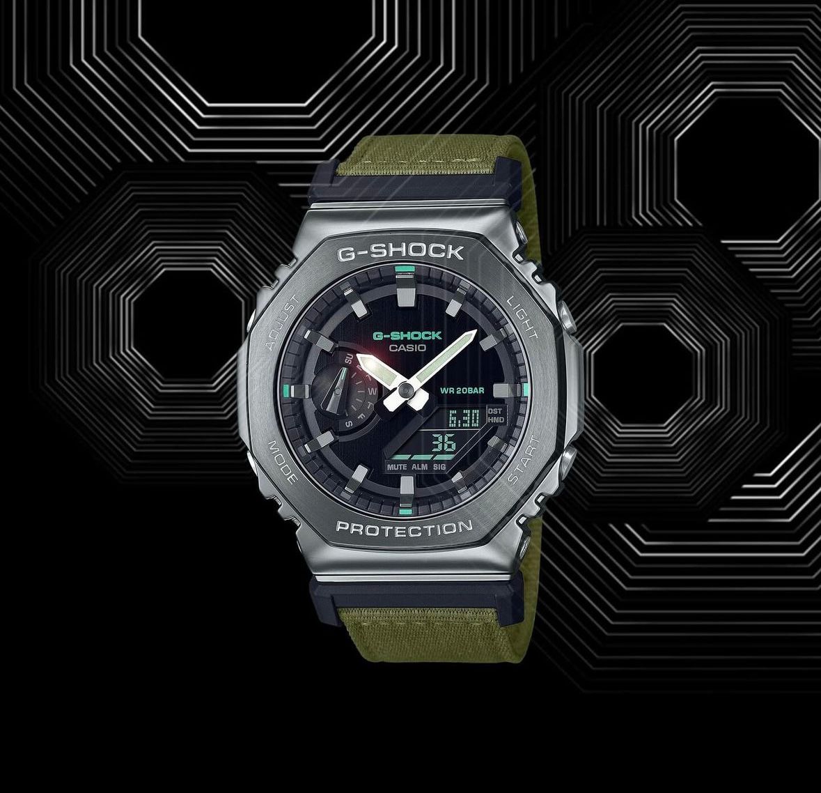 NEW G SHOCK GA 2100 GREEN & STEEL