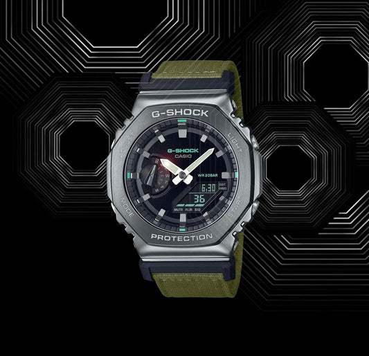 NEW G SHOCK GA 2100 GREEN & STEEL