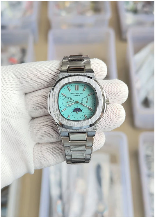 Pat.ek Philippe Nautilus Steel Sun Moon Silver-Tiffny