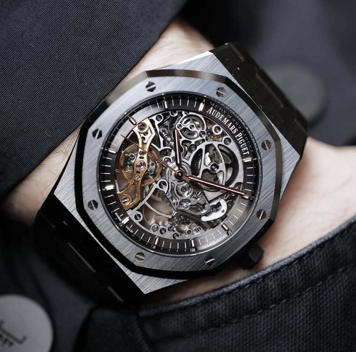 Aude.mars Piguet Royal Oak Skeleton Automatic Black-Black