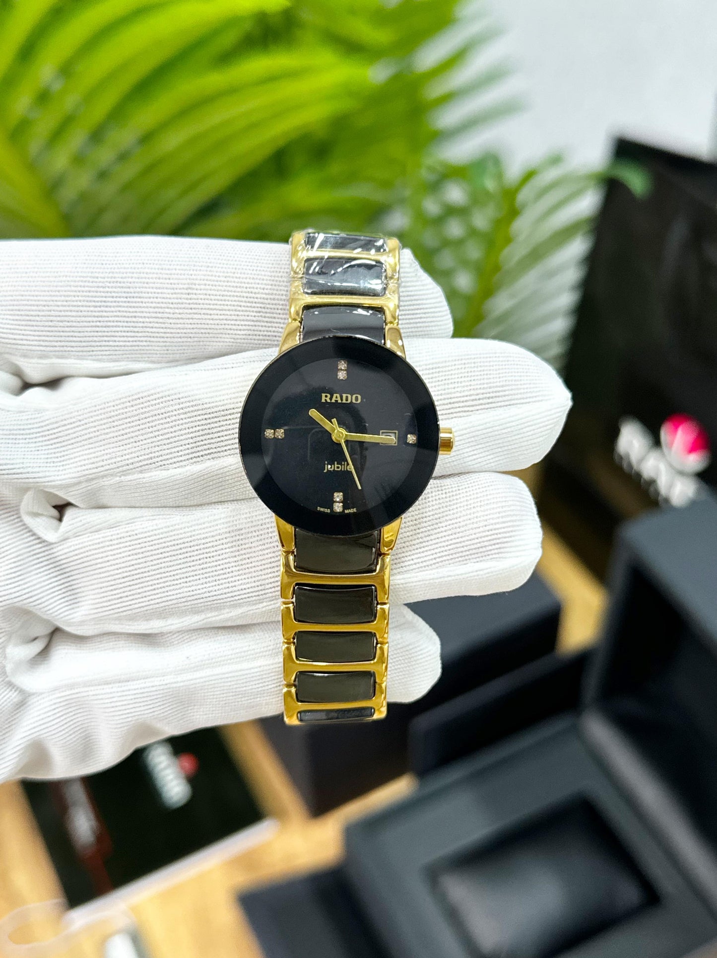 RA.DO WOMEN’S CERAMIC IN BLACK, GOLD COMBINATION