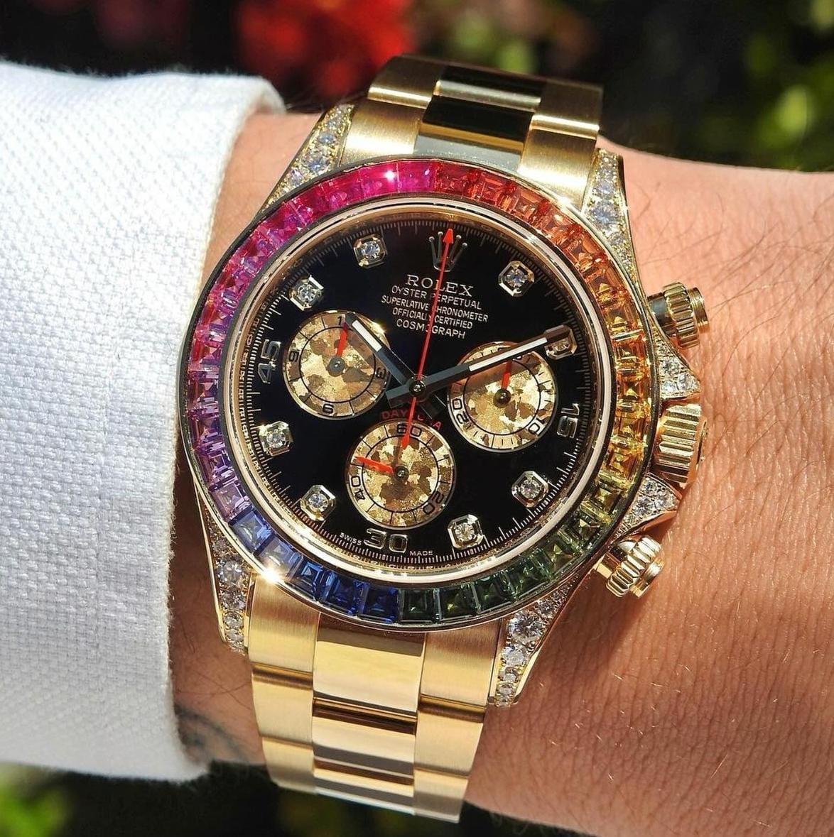 Rol.ex Oyster perpetual Rainbow Gold