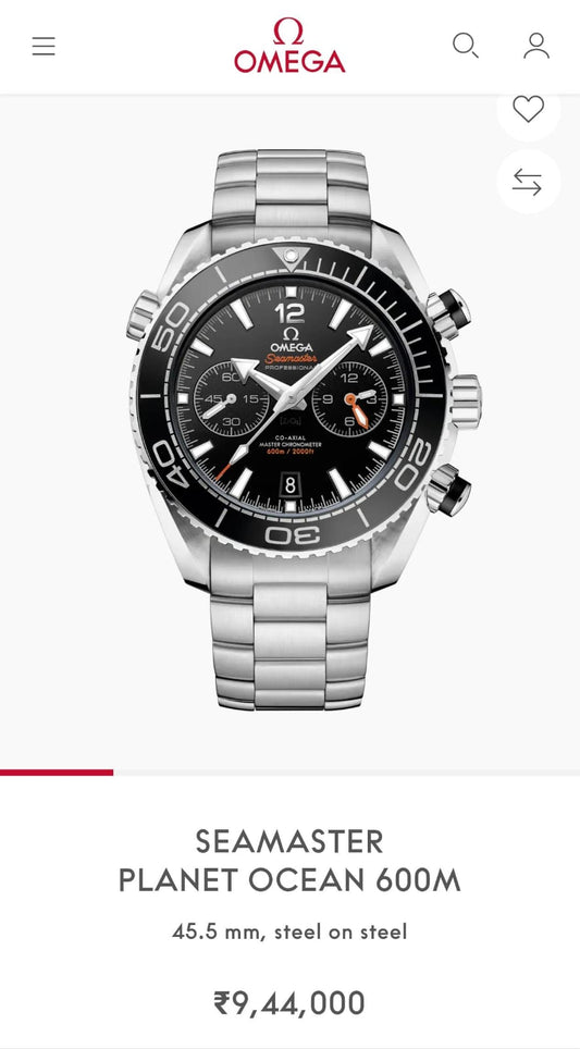 Om.ega Seamaster Planet Ocean Quartz Japan silver Black