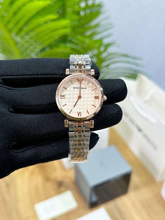 NEW EMPORIO_ARMANI WOMEN'S TOWTONE WITH BEAUTIFUL DIAL