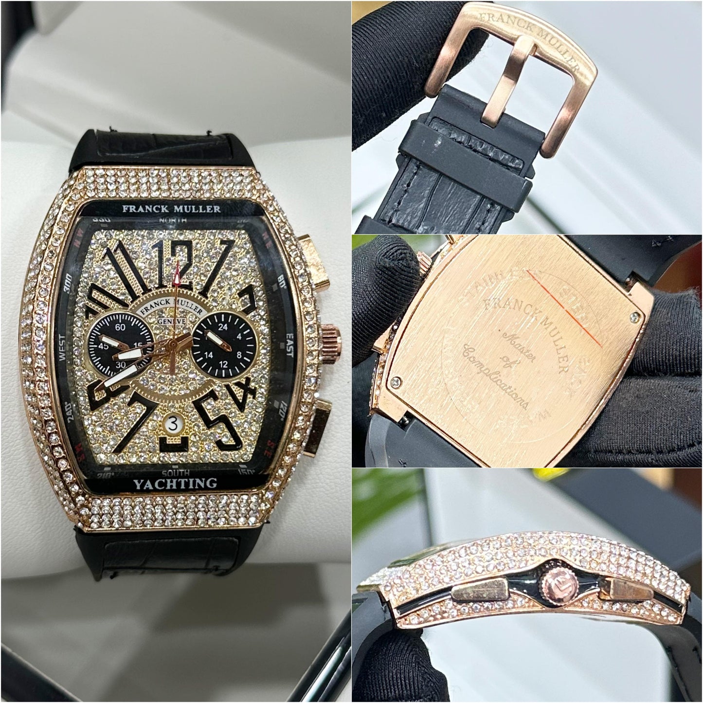 NEW FRANCK MULLER VANGUARD CHRONOGRAPH FULLY PAVED WITH DIAMOND