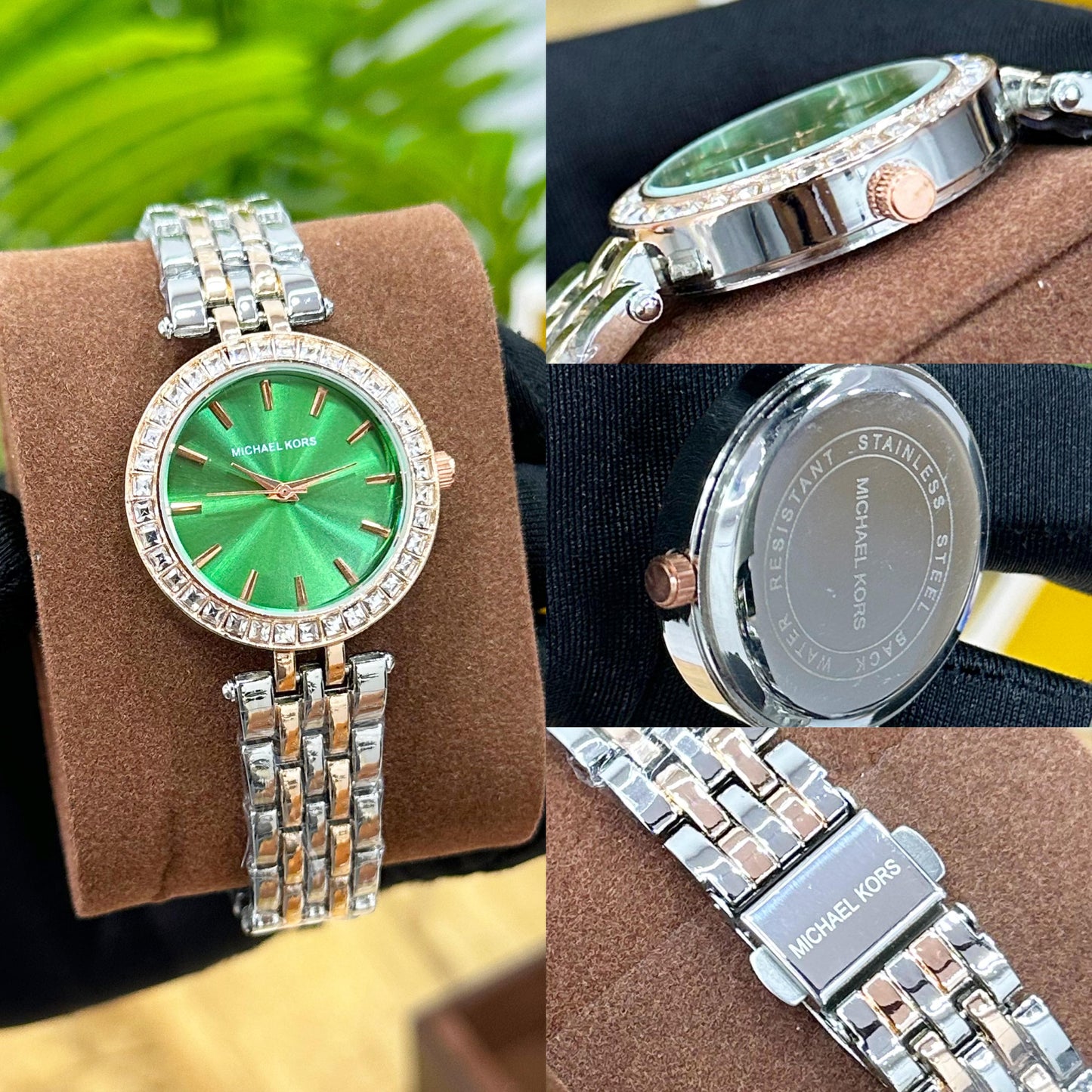 MIC.HAEL KORS MK DARCI MINI TOW-TONE WITH GREEN DIAL