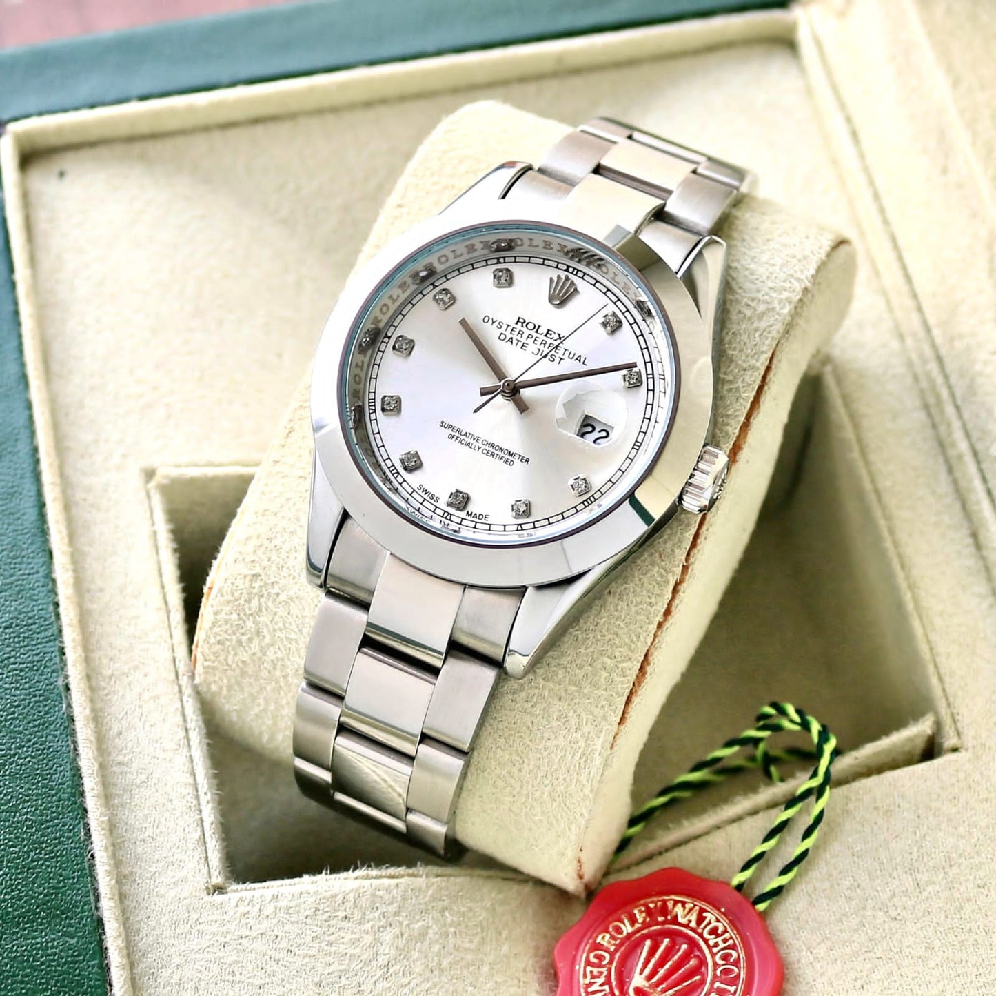 ROL.EX DATE-JUST 41mm ALL STEEL DIAMOND FACE