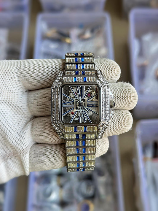 Car.tier Santos Diamond Silver Blue