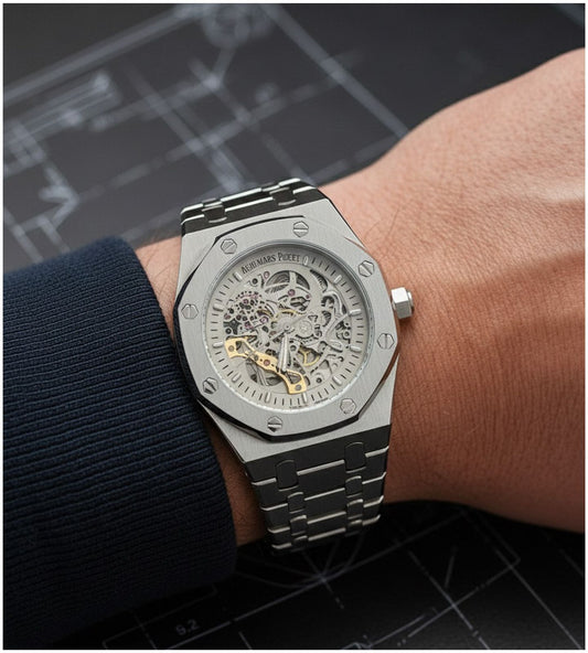 Aude.mars Piguet Royal Oak Skeleton Silver