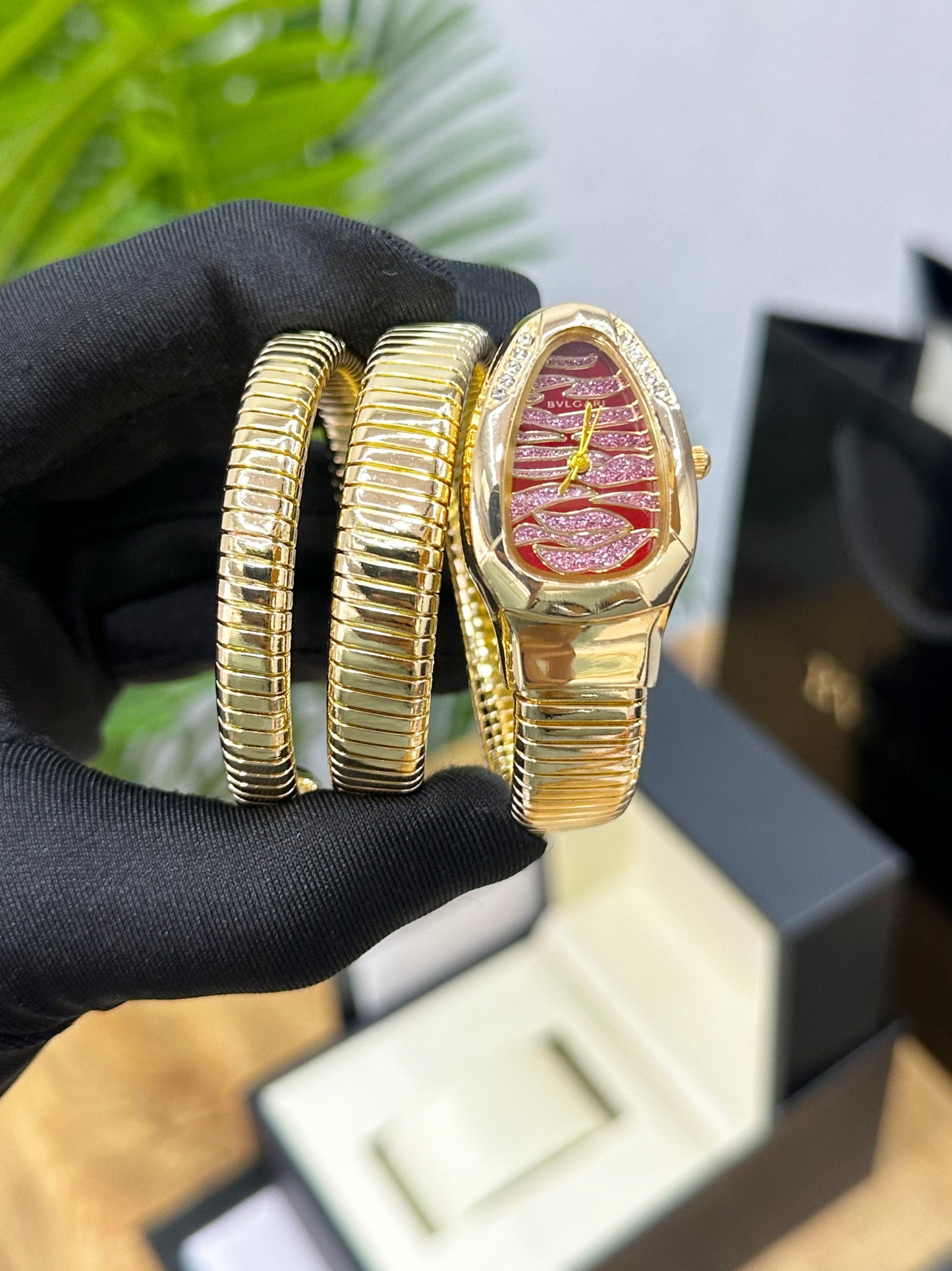 NEWEST BVLGARI WOMEN'S SERPENTI NOW IN GOLD & RED COMBINATION