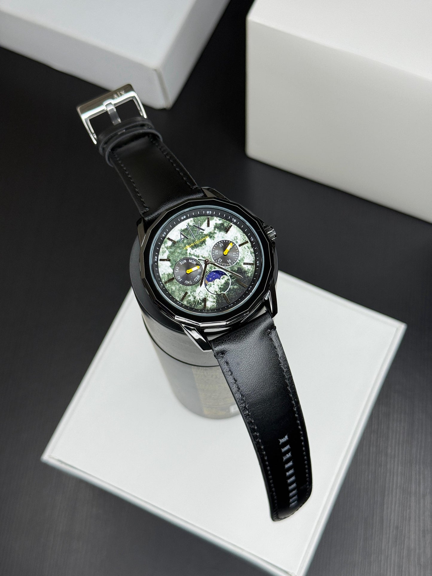 ARMANI_EXCHANGE MEN'S MOONPHASE MULTIFUNCTIONAL FULL BLACK