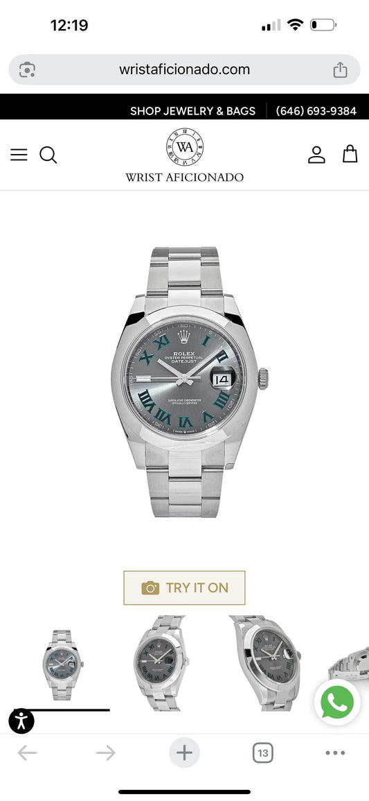 Rol.ex Datejust 41 126300 'Wimbledon' Stainless Steel Slate Dial Oyster