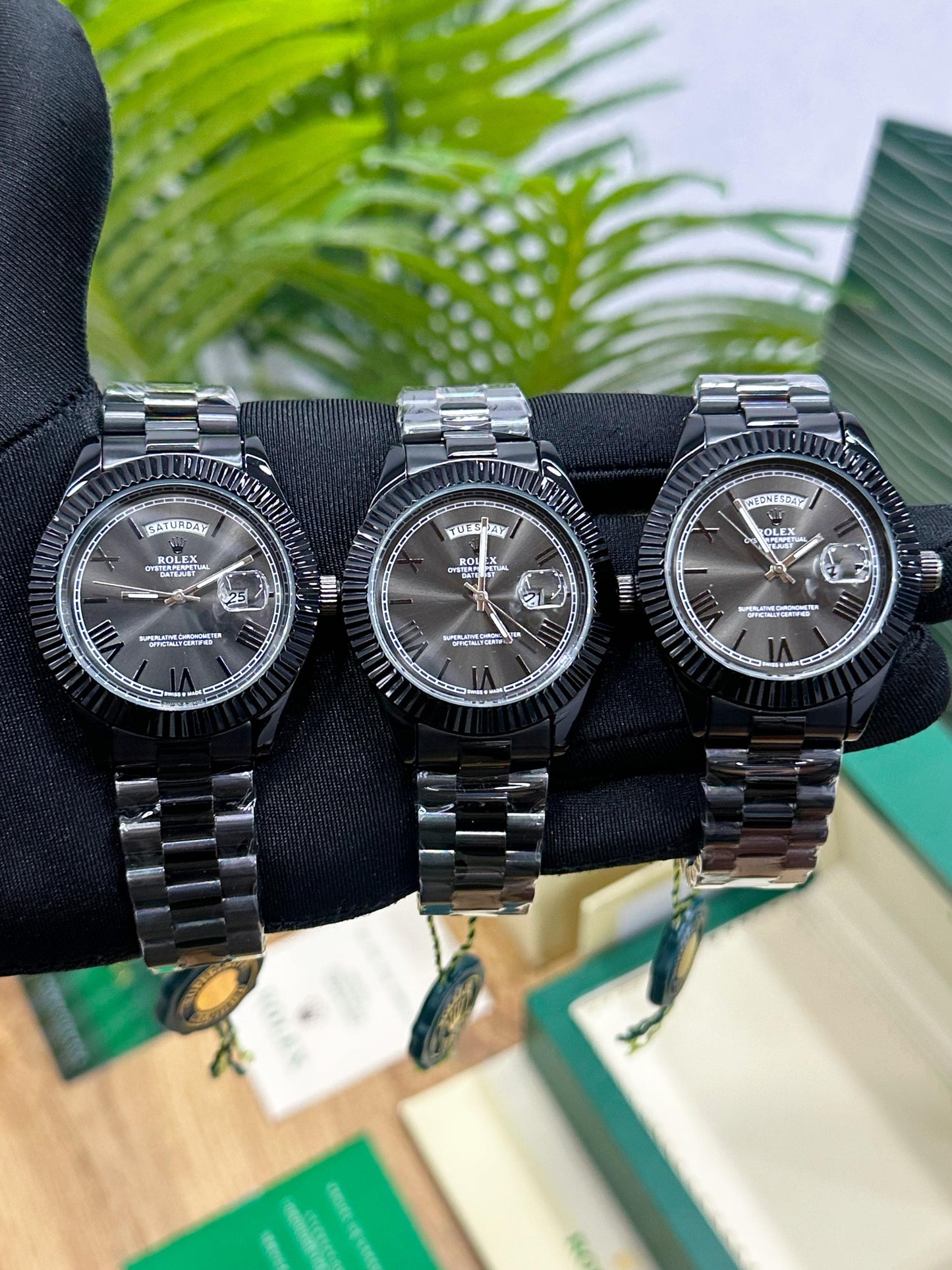 ROL.EX DAY-DATE ALL BLACK ROMAN NUMBERICAL DIAL