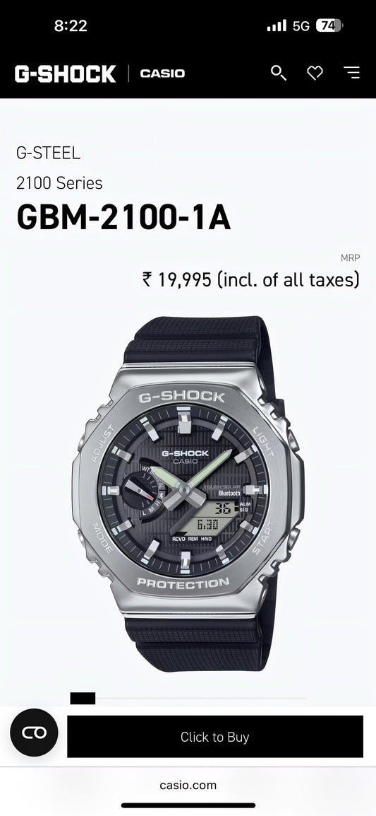 NEW G-SHOCK GM-2100 BLACK & SILVER