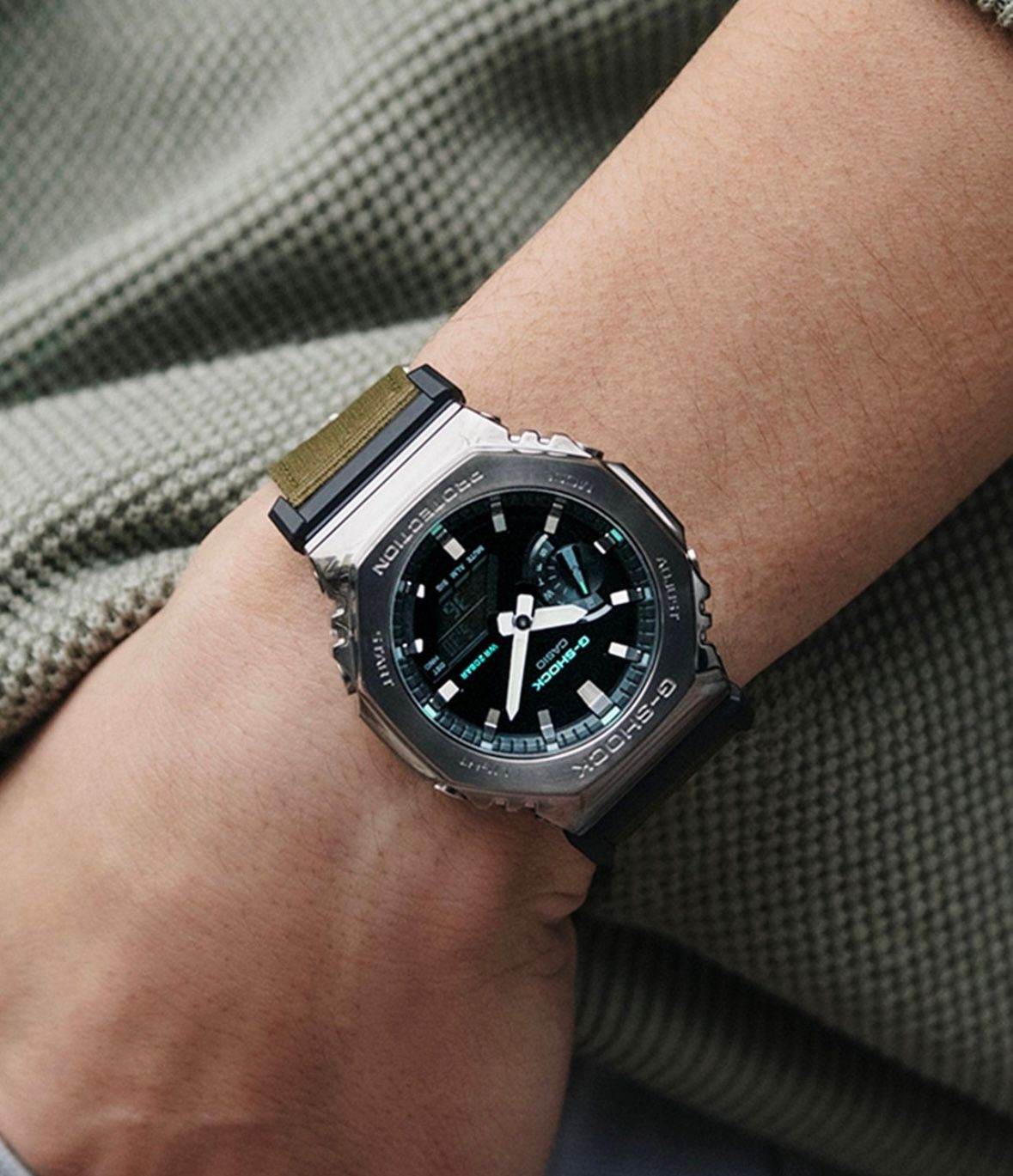 NEW G SHOCK GA 2100 GREEN & STEEL