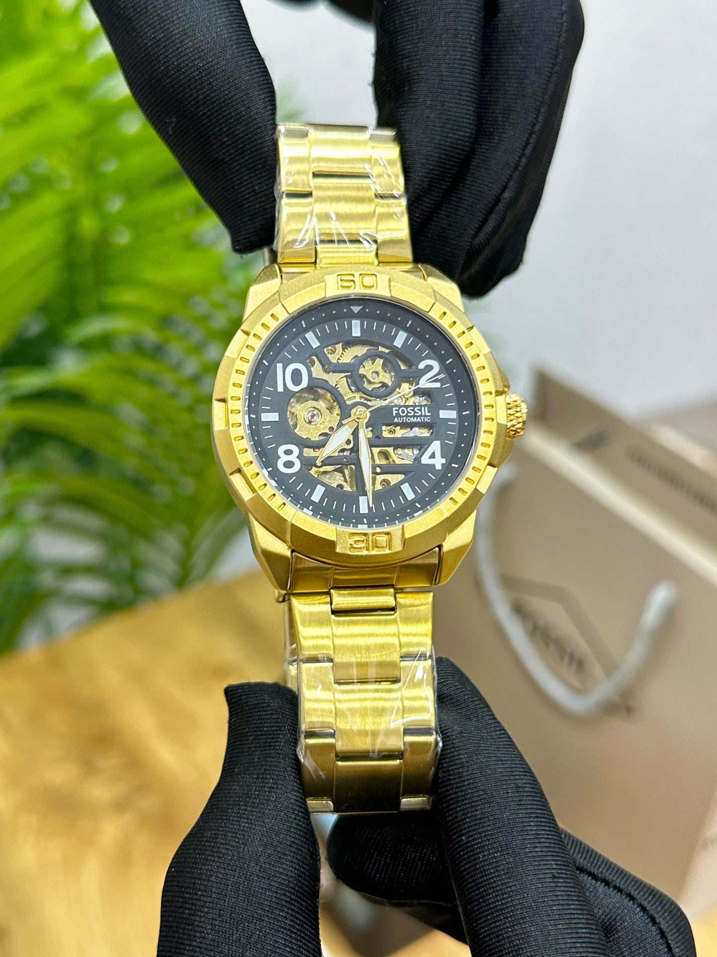 FOS.SIL BRONSON AUTOMATIC, DETAILED WITH BACK OPEN GLASS