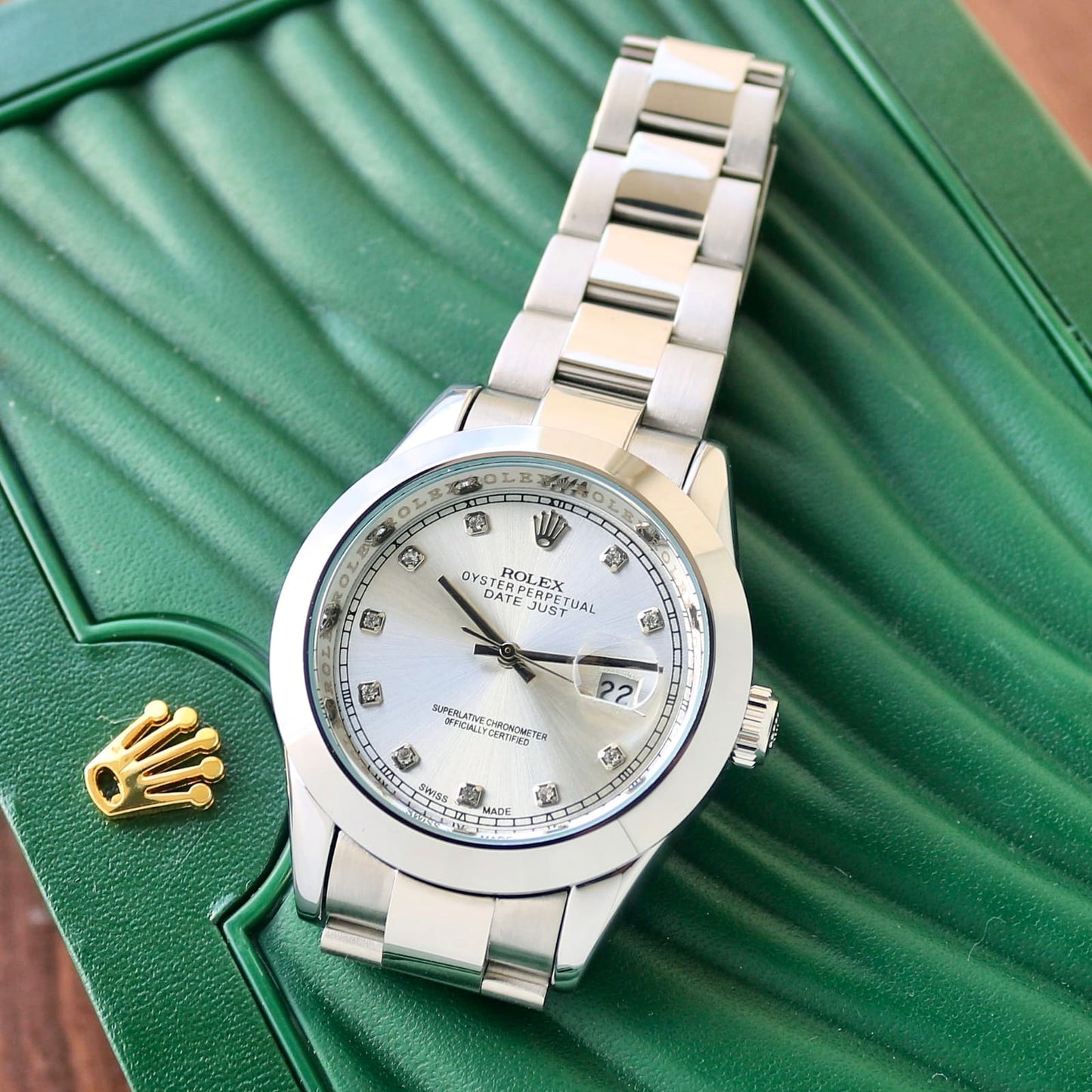ROL.EX DATE-JUST 41mm ALL STEEL DIAMOND FACE