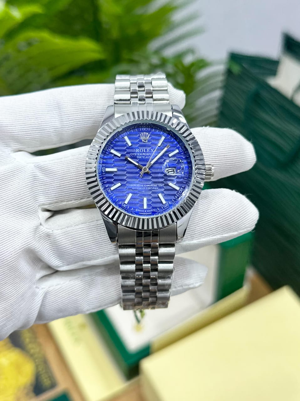 NEW LATEST, ROL.EX DATE-JUST BLUE MOTIF DIAL