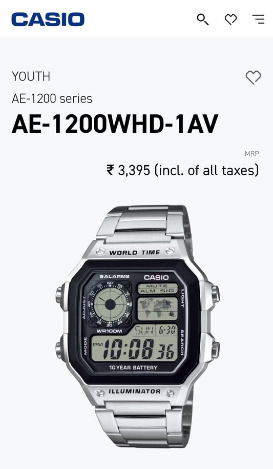 NewCasio illuminator AE-1200-WHD-1AV
