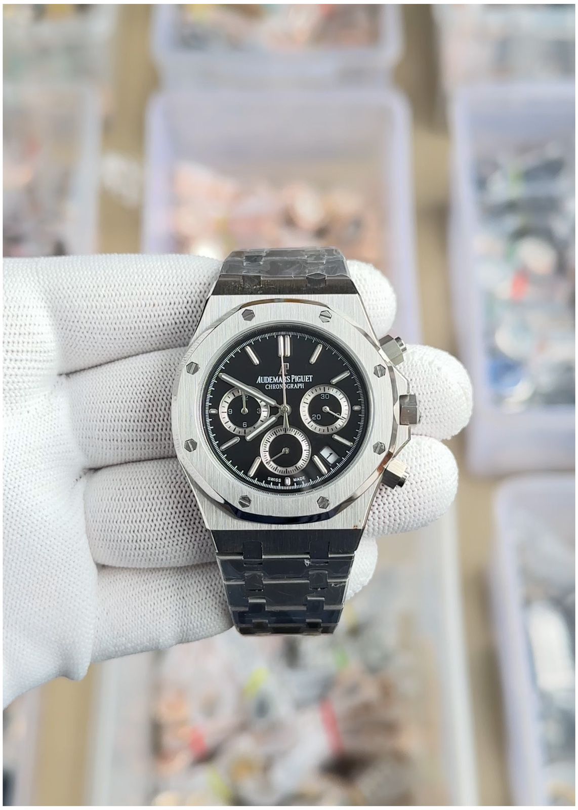 Aude.mars Pigeut Royal Oak Chronograph Silver Black