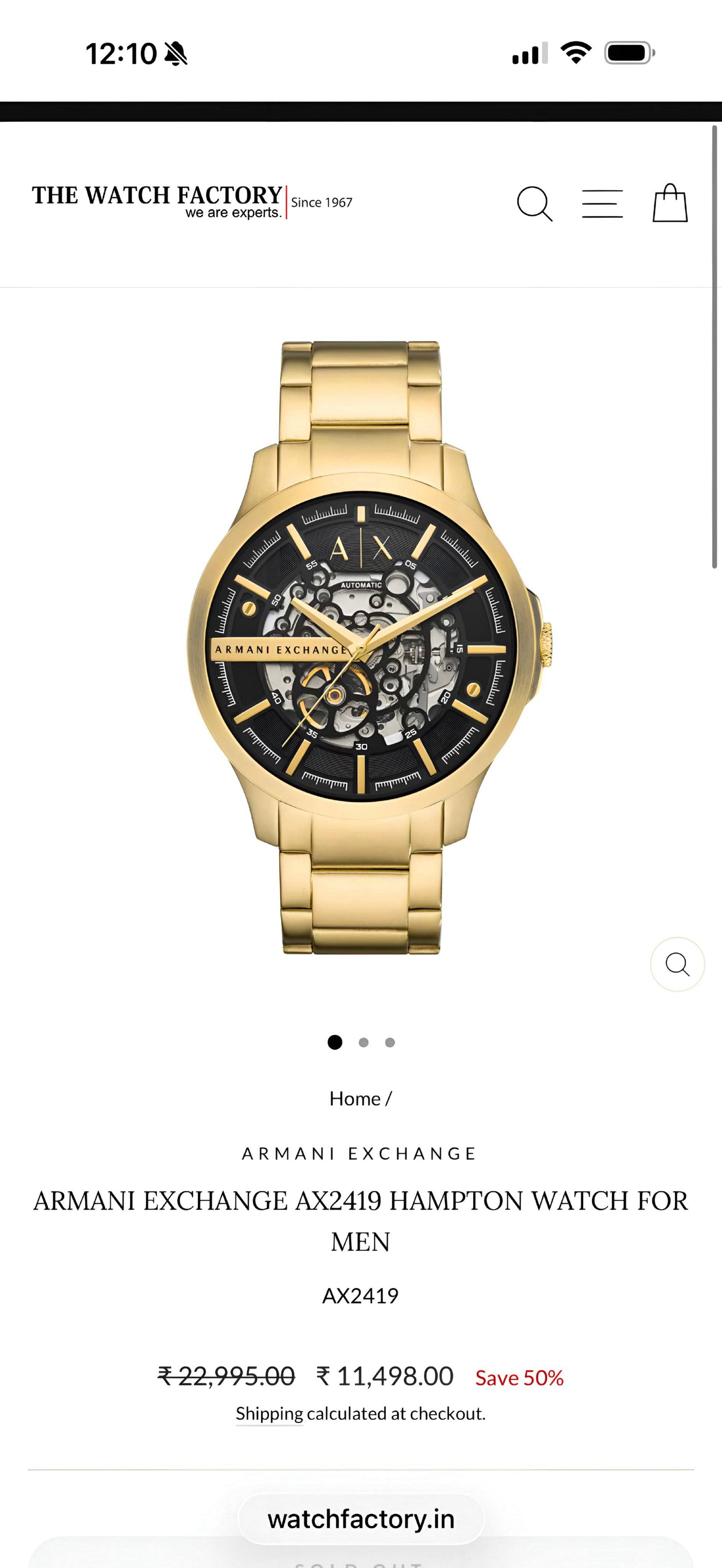 Ar.mani Exchange Hampton Automatic Gold