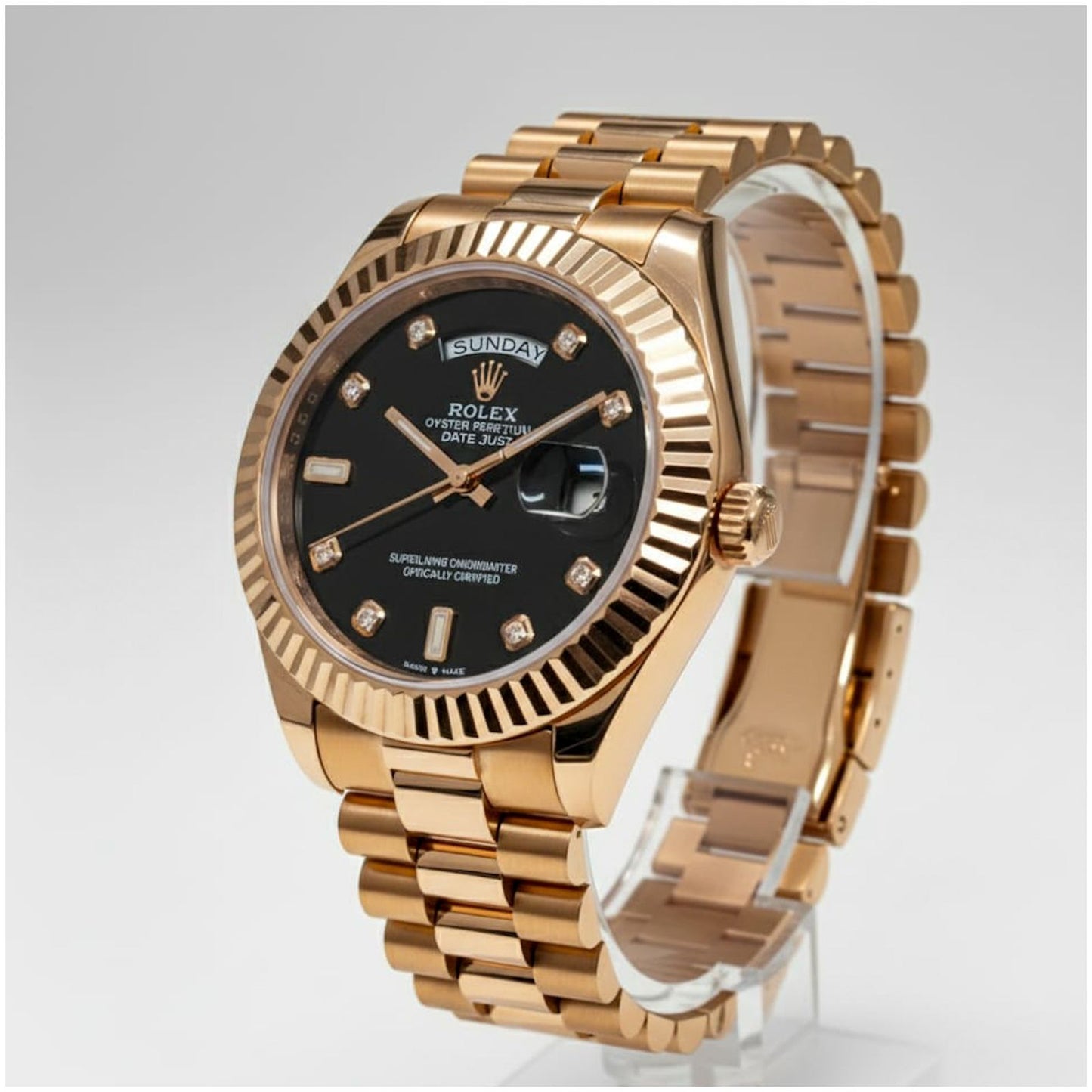 Rol.ex Oyster Perpetual Day Date Diamond 40 Battery Working Like Automatic