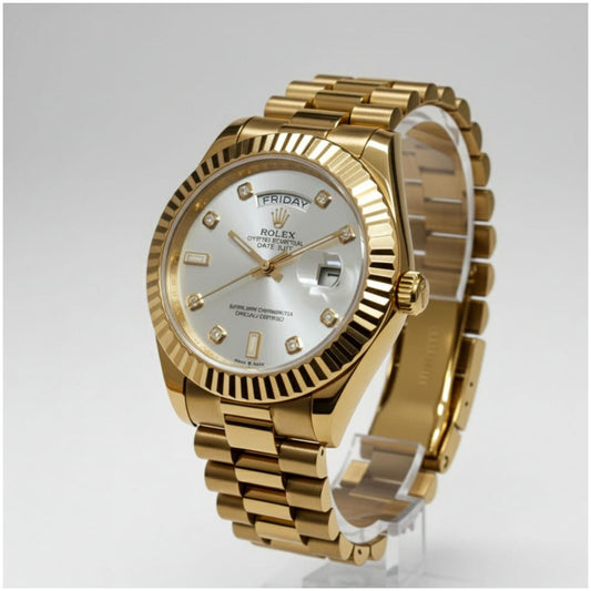 Rol.ex Oyster Perpetual Day Date Diamond 40 Battery Working Like Automatic